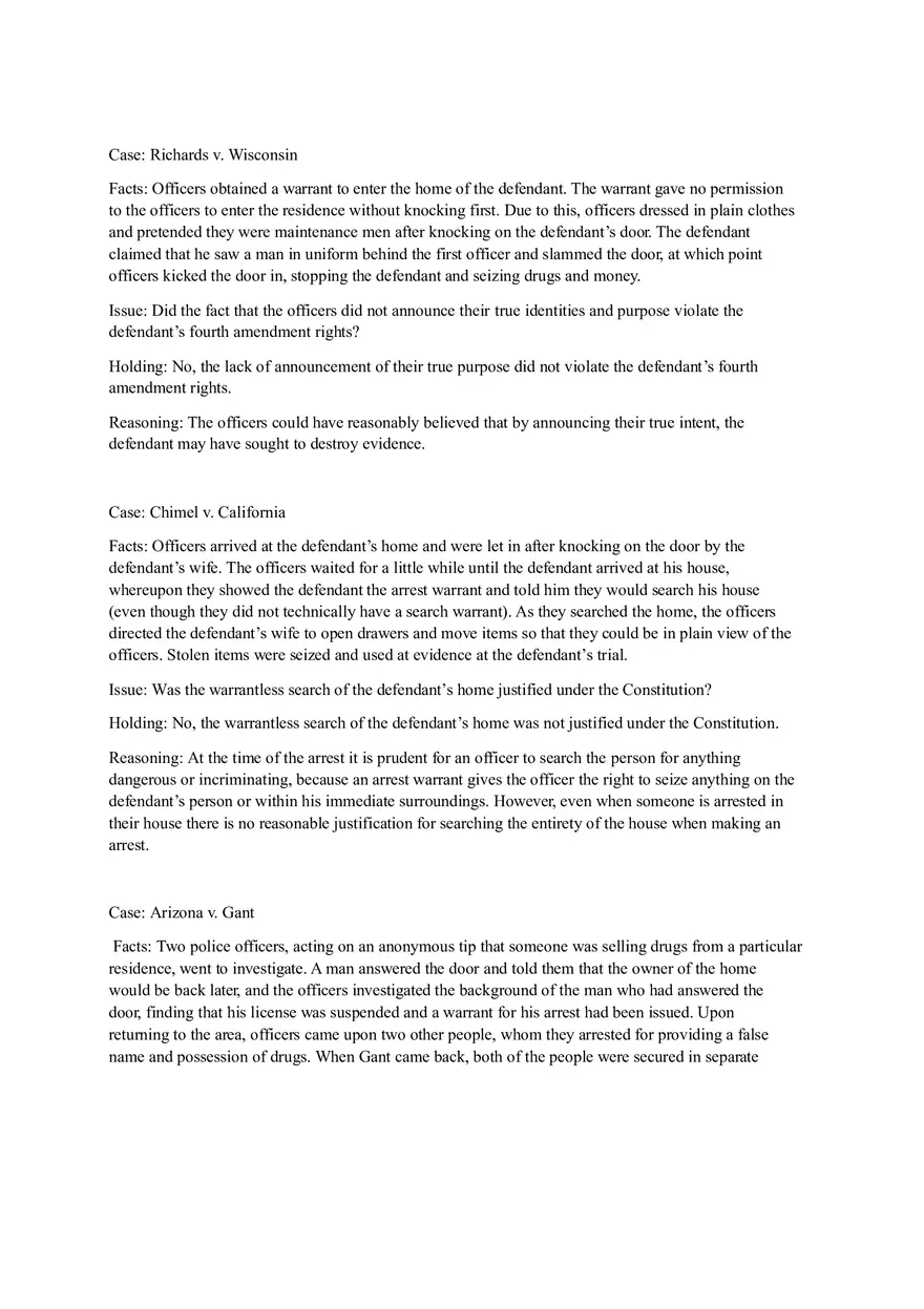 Richards v. Wisconsin Case Briefs - Page 1