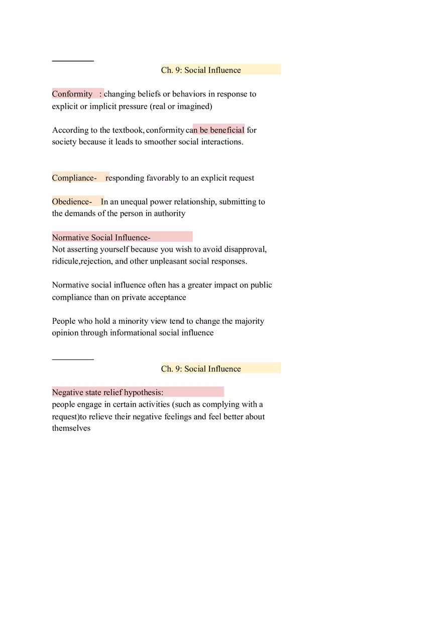 Social Influence Final Notes - Page 1