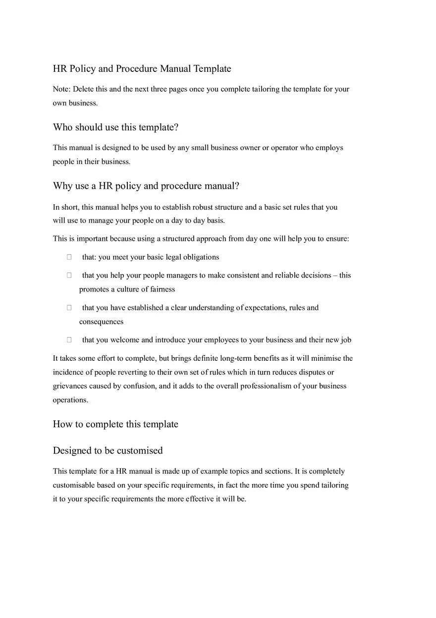 HR Policy and Procedure Manual Template Part 1 - Page 1