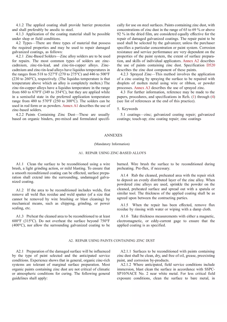 Repair Of Damaged And Uncoated Areas Of Hot Dip Galvanized Coatings Apiasme - Page 2