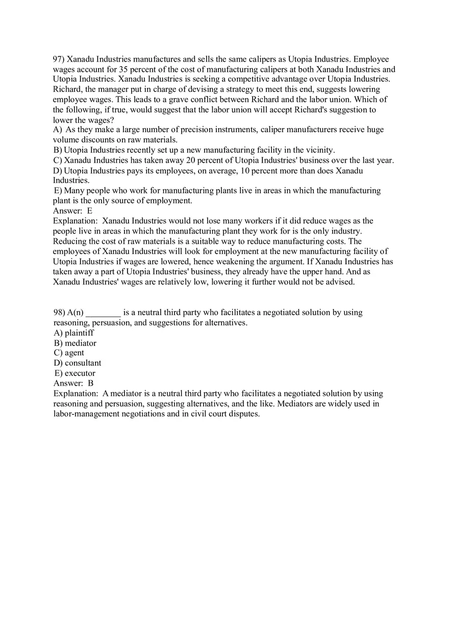 Organizational Behavior (Leadership) Answer Key Part 11 - Page 5
