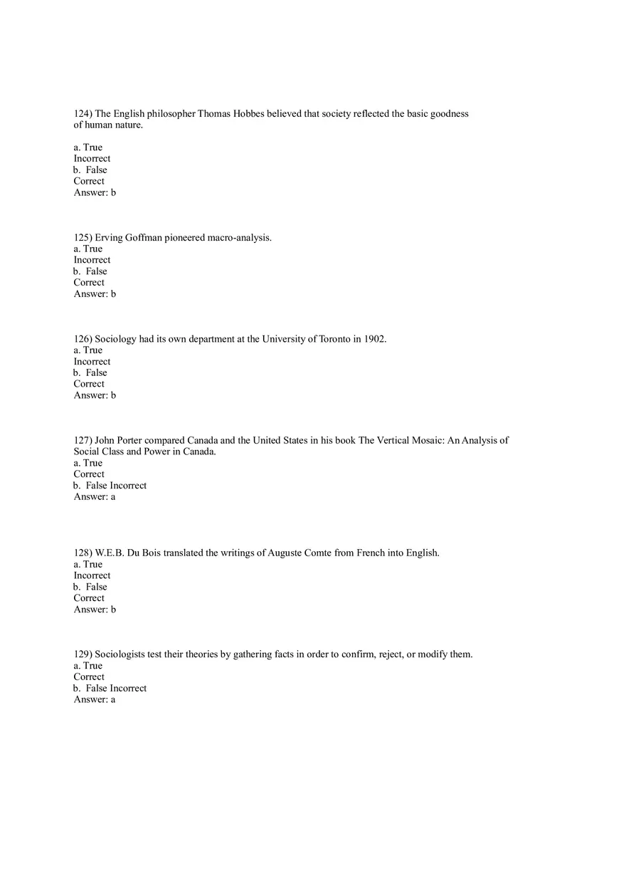 Test Bank for Macionis, Gerber, Sociology, Ninth Canadian Edition Part 3 - Page 1
