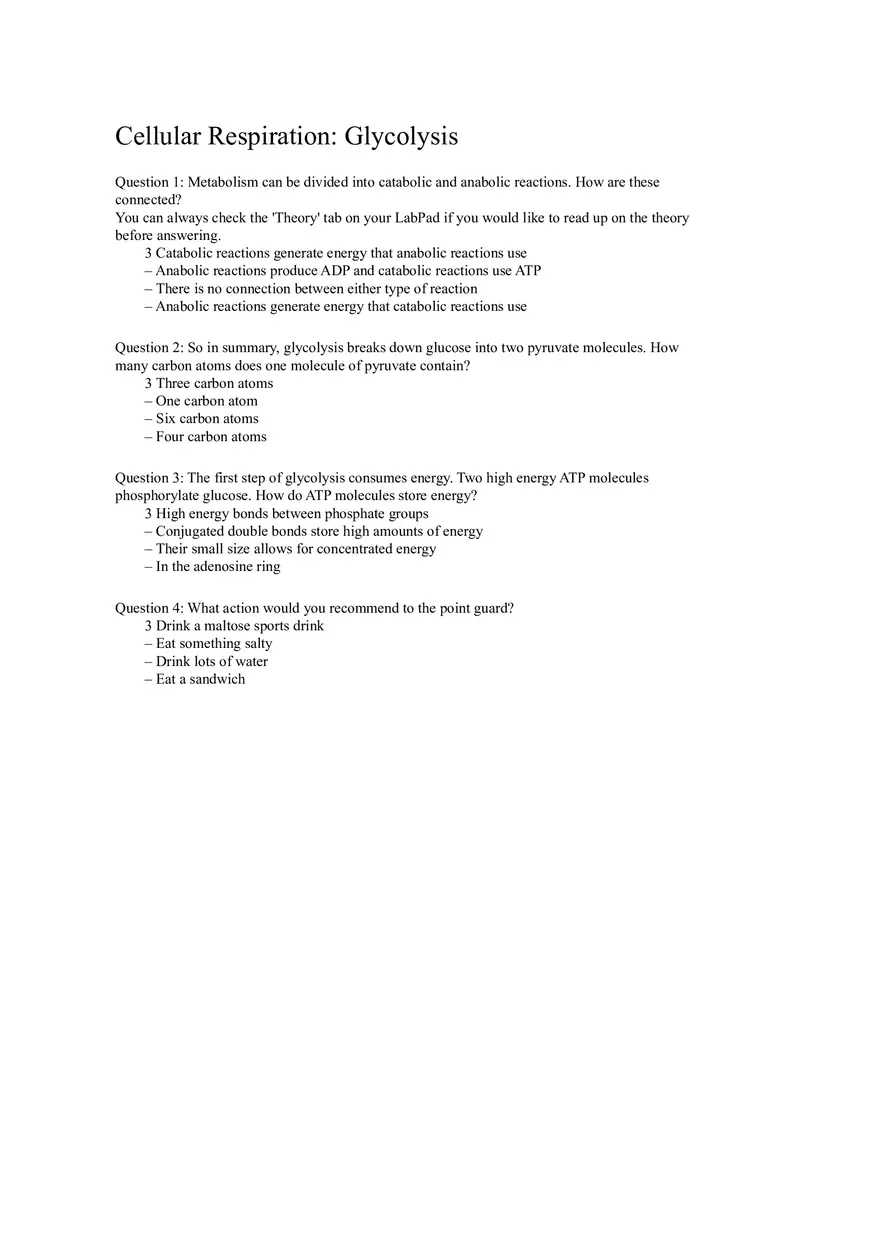 Cellular Respiration - Glycolysis - Page 1