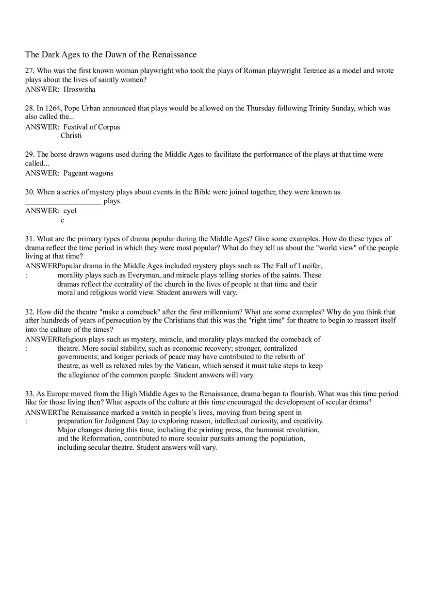 The Dark Ages to the Dawn of the Renaissance Answer Key - Page 5