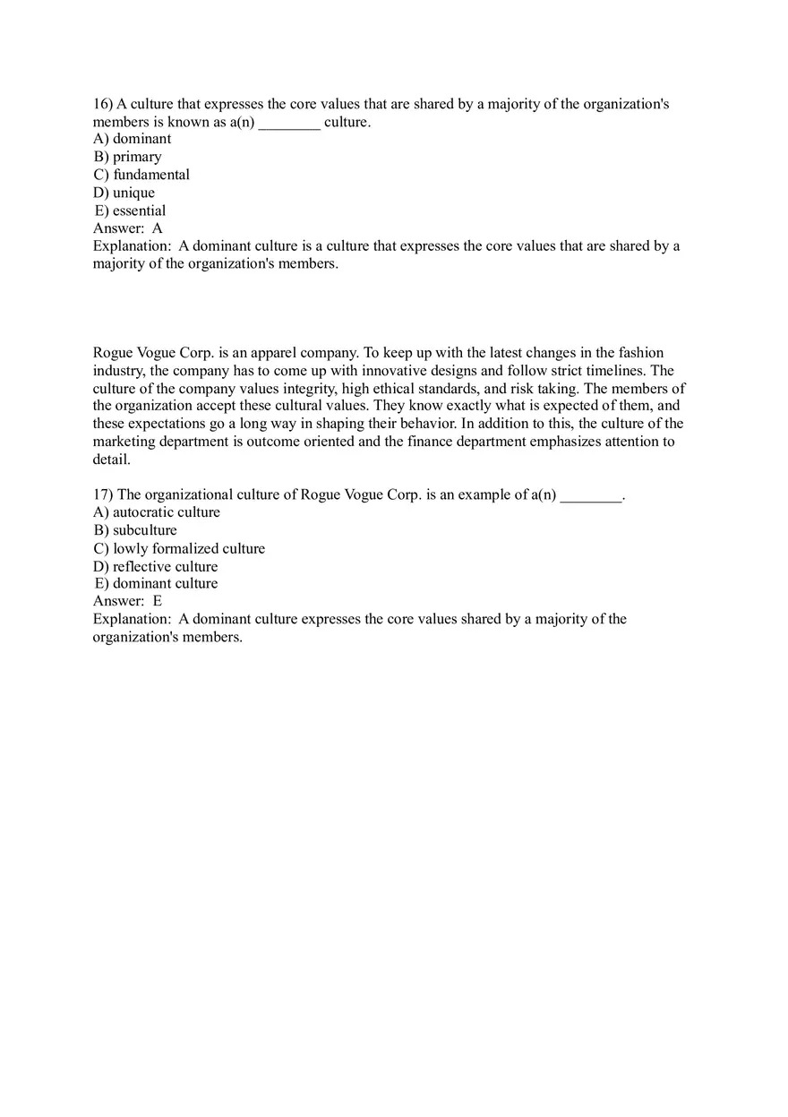 Organizational Culture Answer Key Part 1 - Page 7
