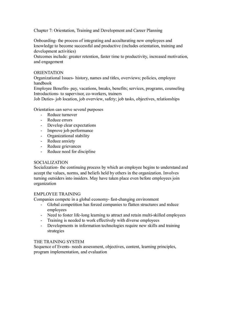 Strategic Human Resource Management Chapters 7-9 - Page 1