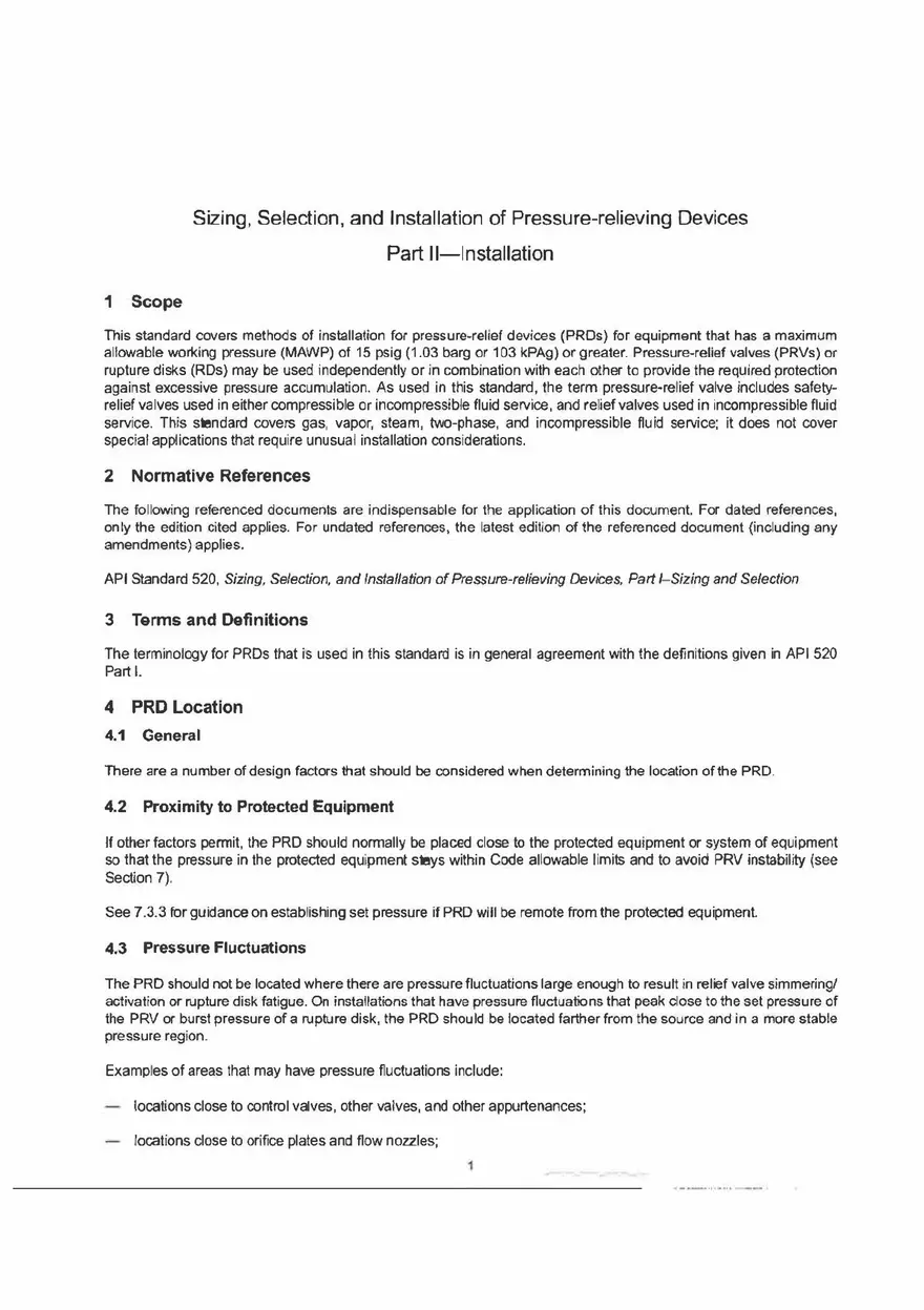 Sizing, Selection, and lnstallation of Pressure-relieving Devices (Installation) Part 1 - Page 1