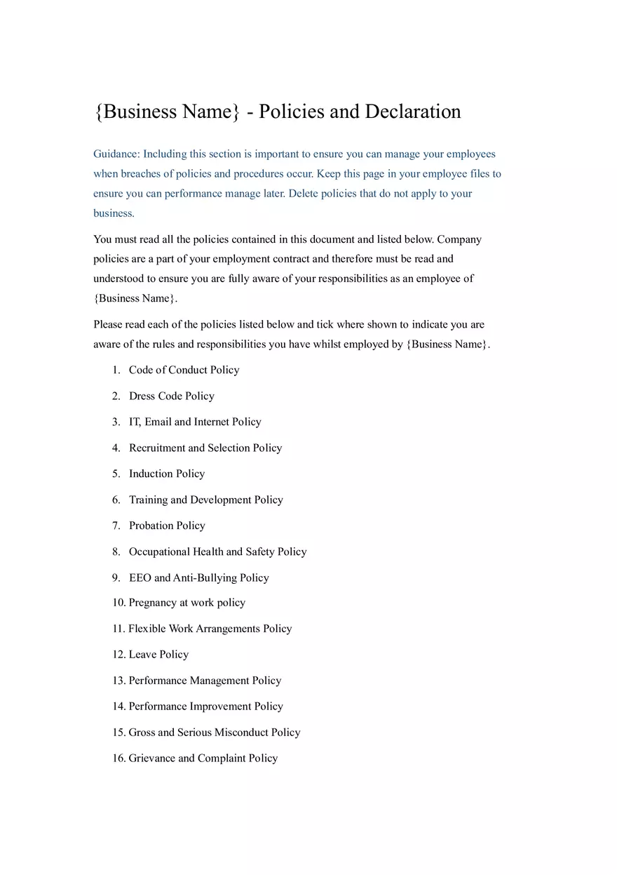 HR Policy and Procedure Manual Template Part 5 - Page 5