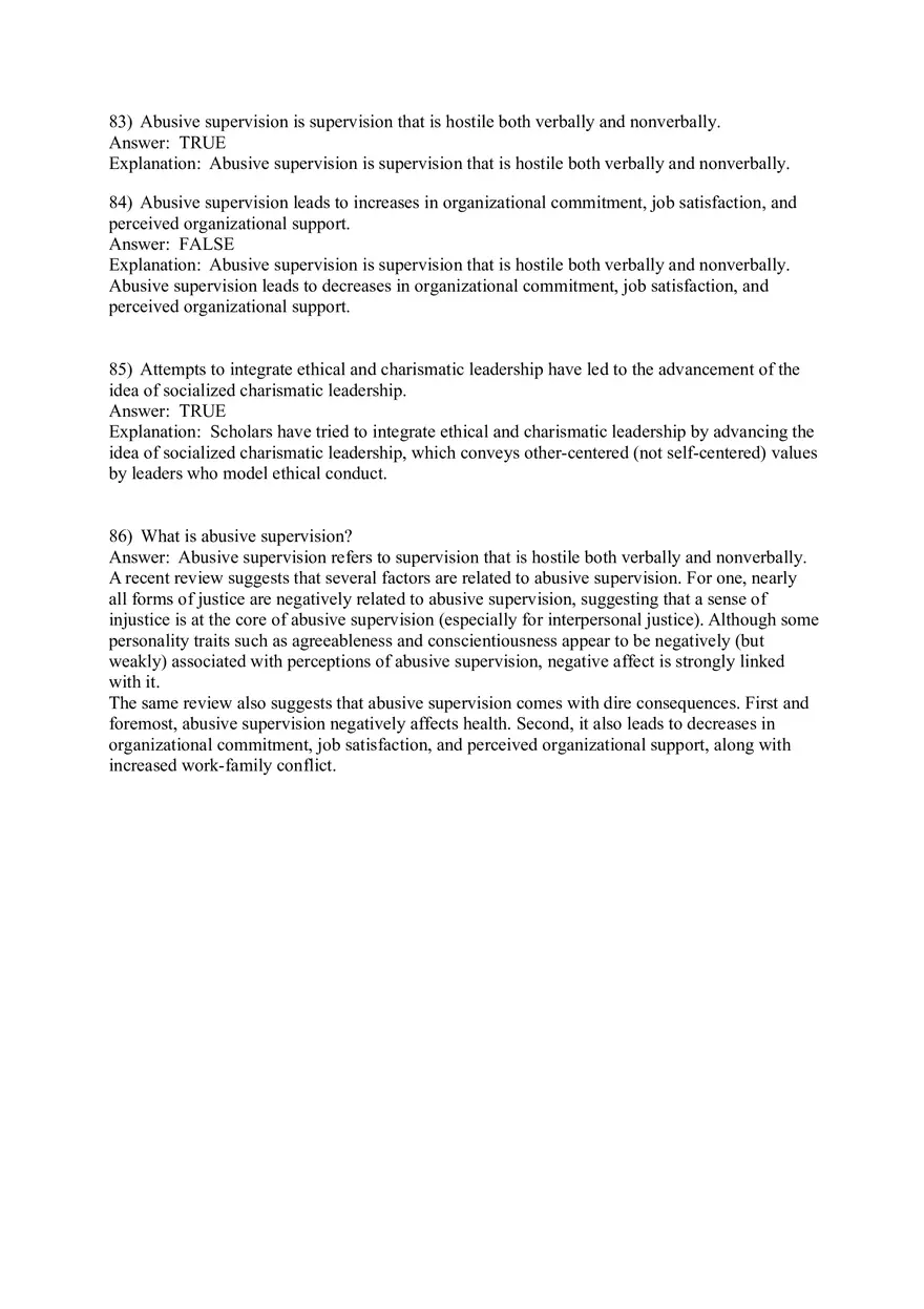 Organizational Behavior (Leadership) Answer Key Part 4 - Page 7