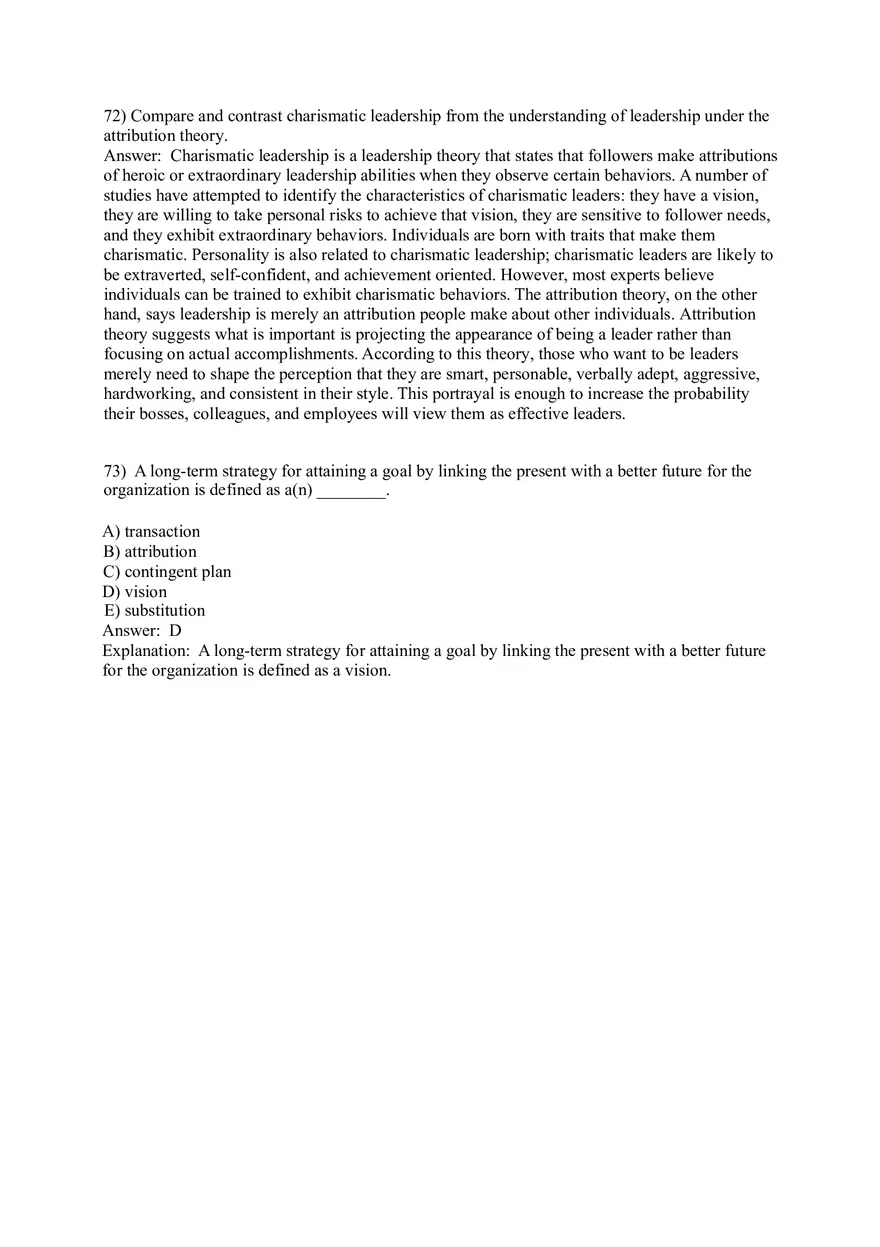 Organizational Behavior (Leadership) Answer Key Part 4 - Page 2