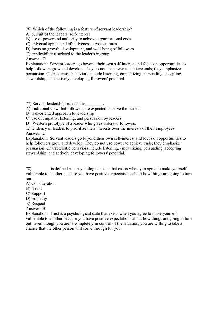 Organizational Behavior (Leadership) Answer Key Part 4 - Page 4