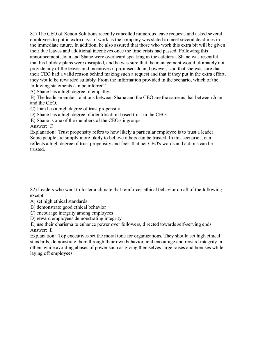 Organizational Behavior (Leadership) Answer Key Part 4 - Page 6