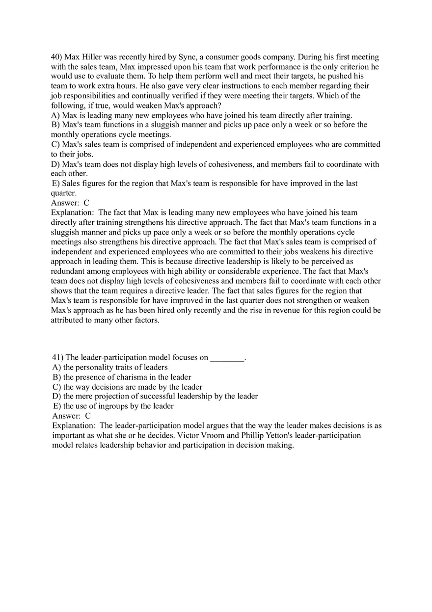 Organizational Behavior (Leadership) Answer Key Part 2 - Page 8