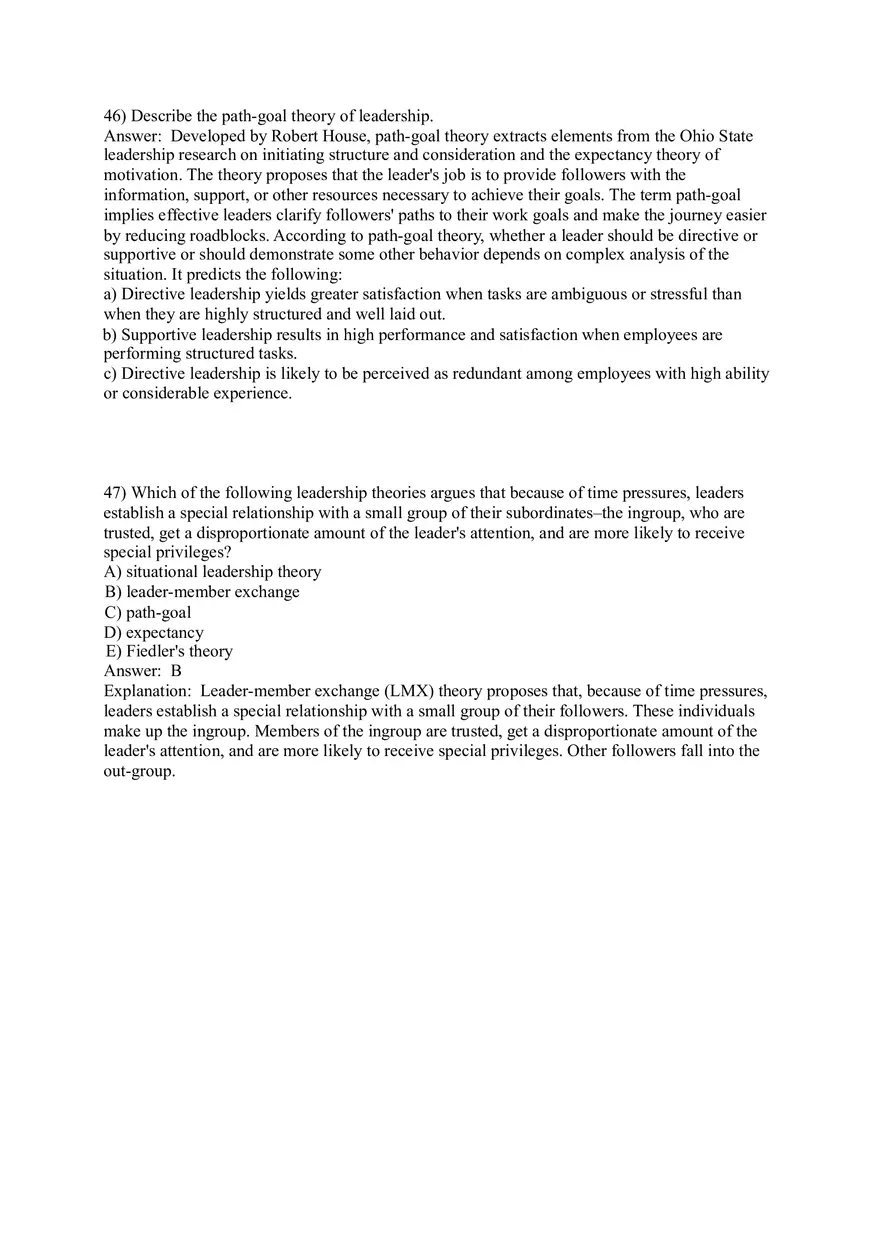 Organizational Behavior (Leadership) Answer Key Part 2 - Page 10