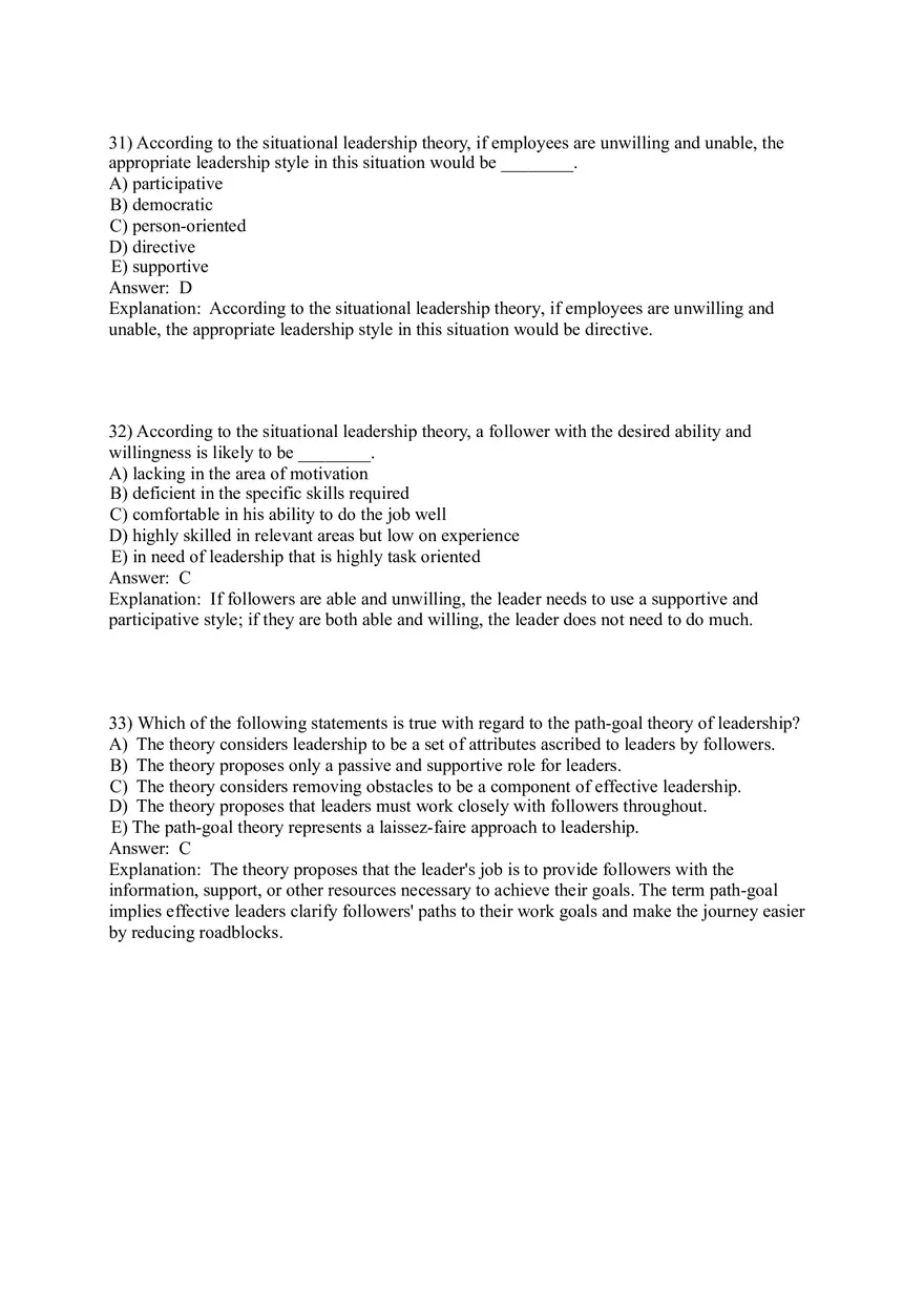 Organizational Behavior (Leadership) Answer Key Part 2 - Page 3