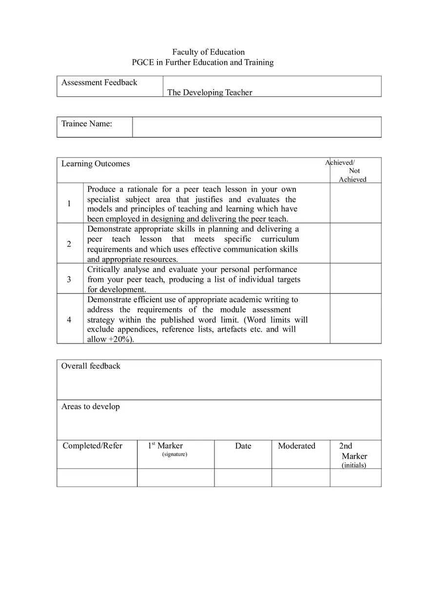Assignment One - PGCE in Further Education and Training - Page 1