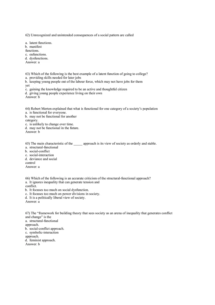 Test Bank for Macionis, Gerber, Sociology, Ninth Canadian Edition Part 2 - Page 1