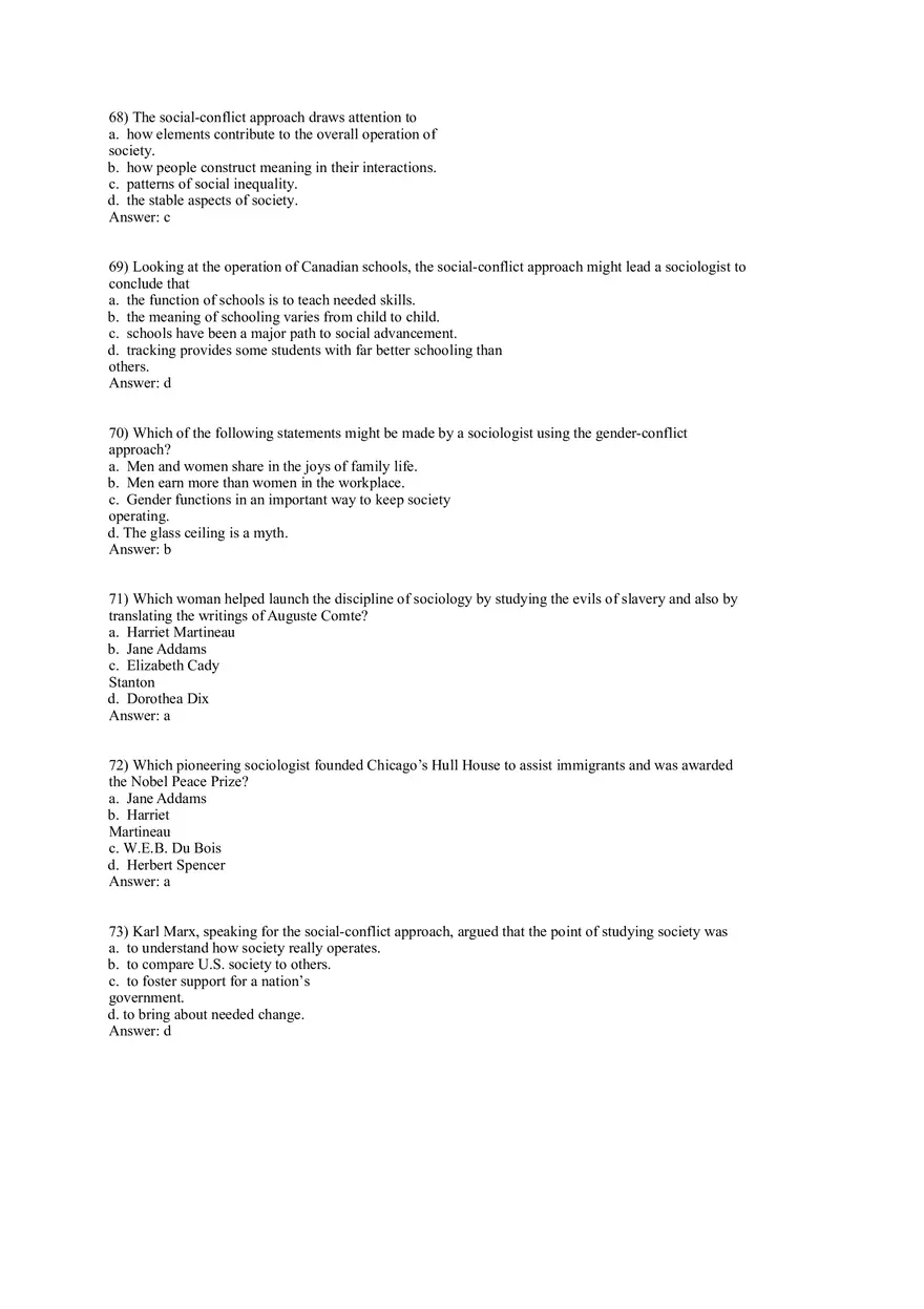 Test Bank for Macionis, Gerber, Sociology, Ninth Canadian Edition Part 2 - Page 2