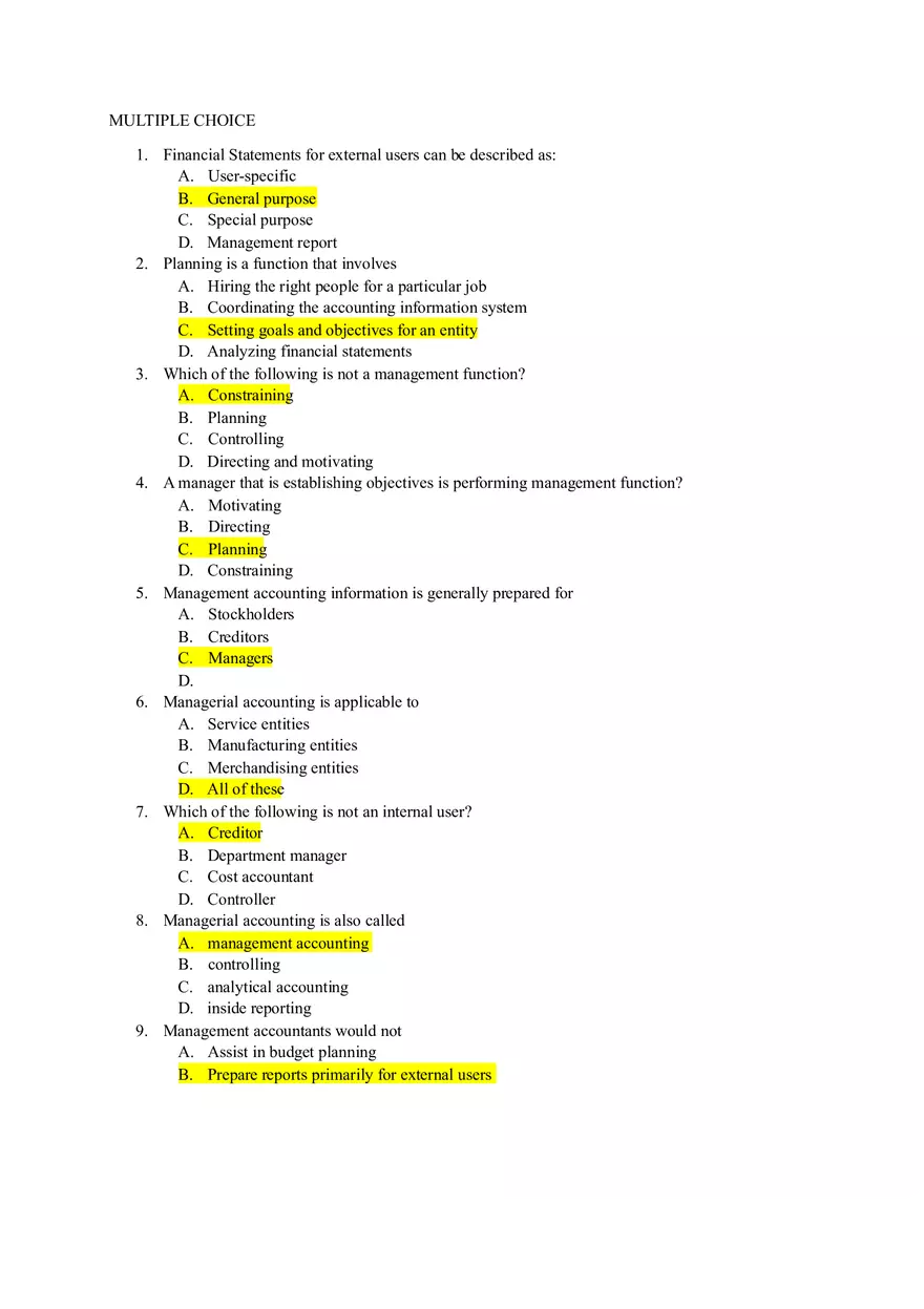 Bachelor of Science in Accountancy Multiple Choice - Page 1