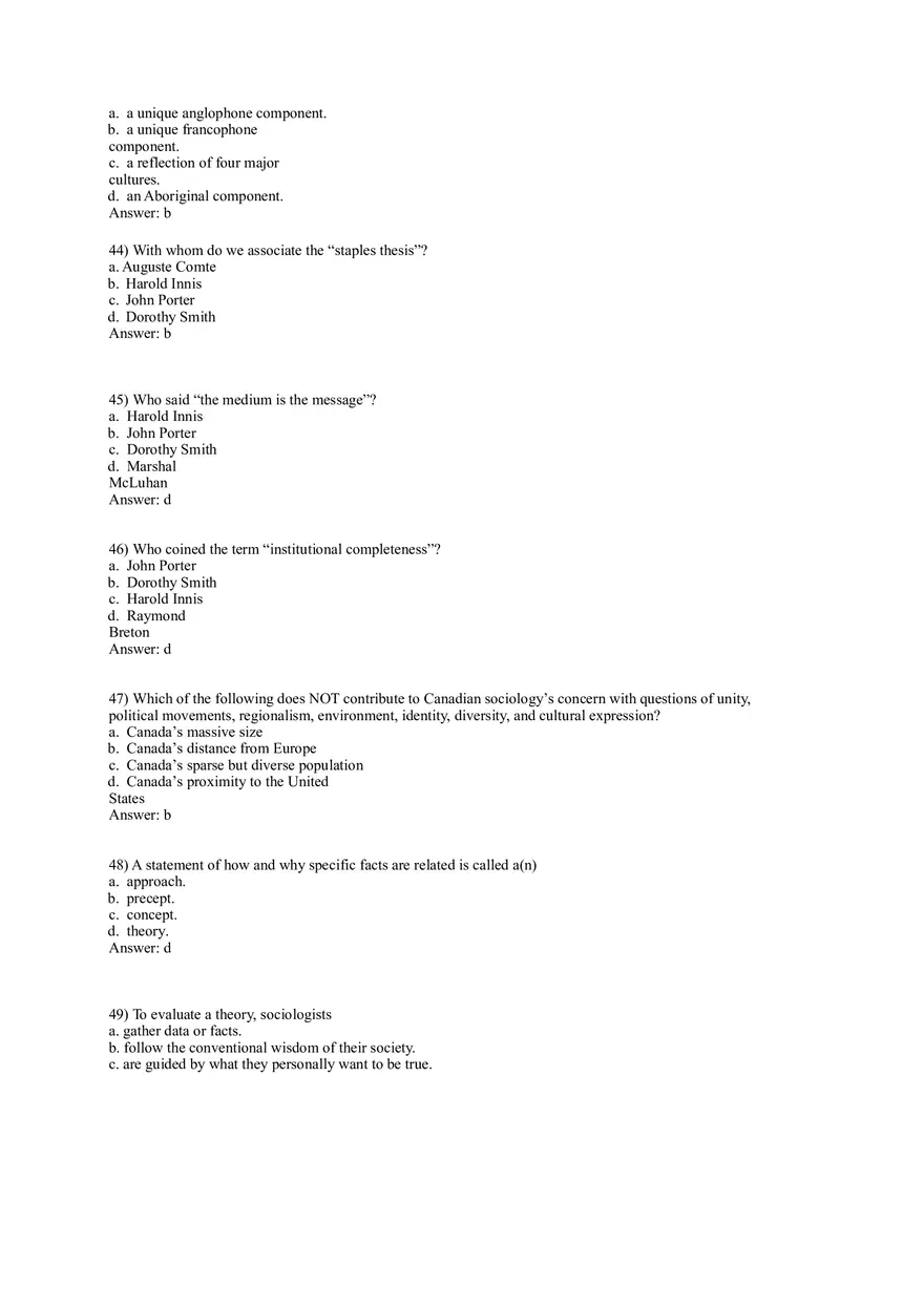 Test Bank for Macionis, Gerber, Sociology, Ninth Canadian Edition Part 1 - Page 8