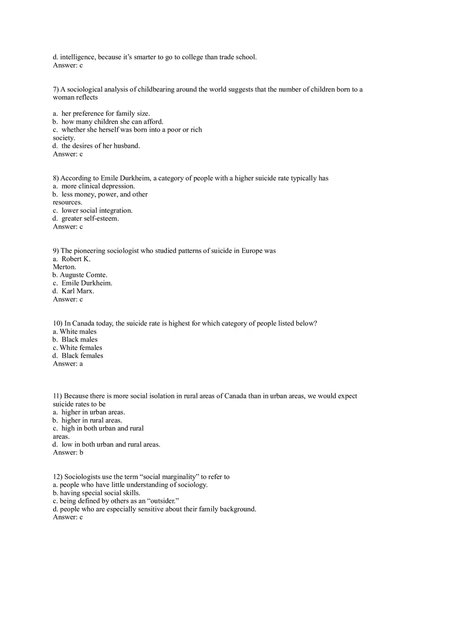 Test Bank for Macionis, Gerber, Sociology, Ninth Canadian Edition Part 1 - Page 2