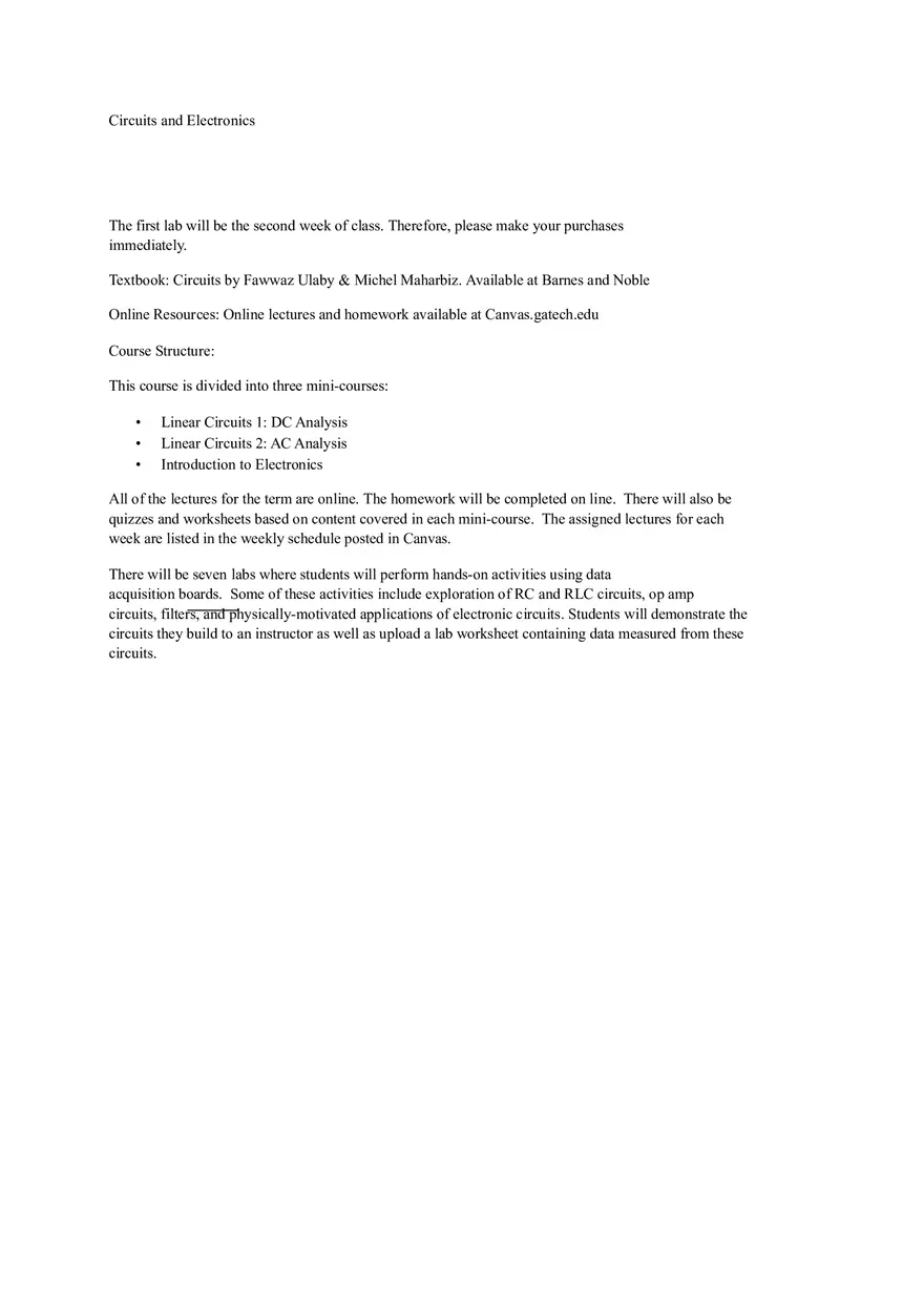 Circuits and Electronics - Page 1