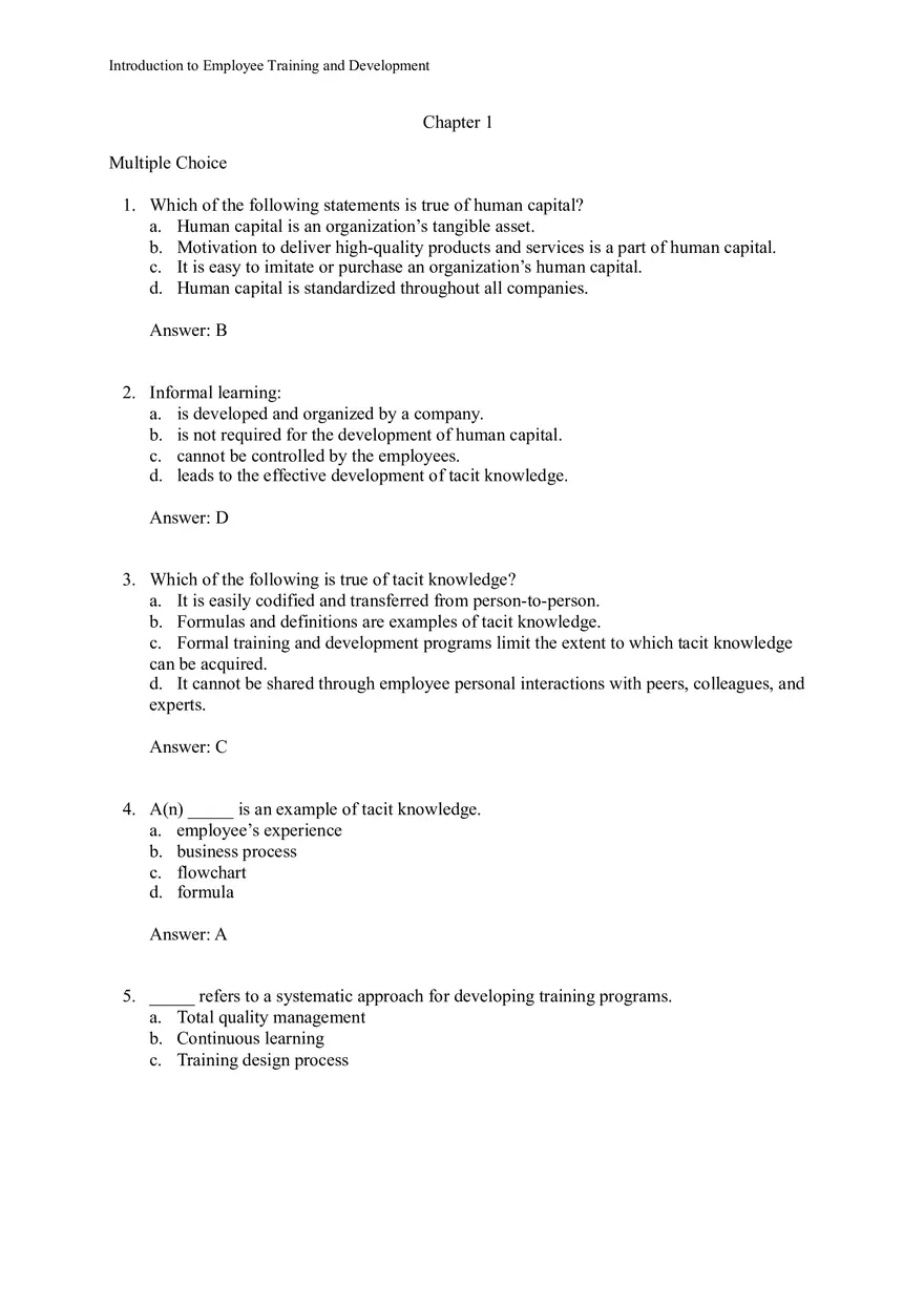 Introduction to Employee Training and Development - Page 1