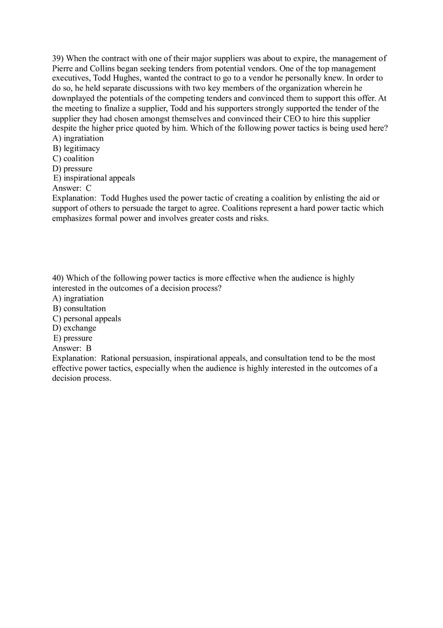 Organizational Behavior (Leadership) Answer Key Part 5 - Page 8