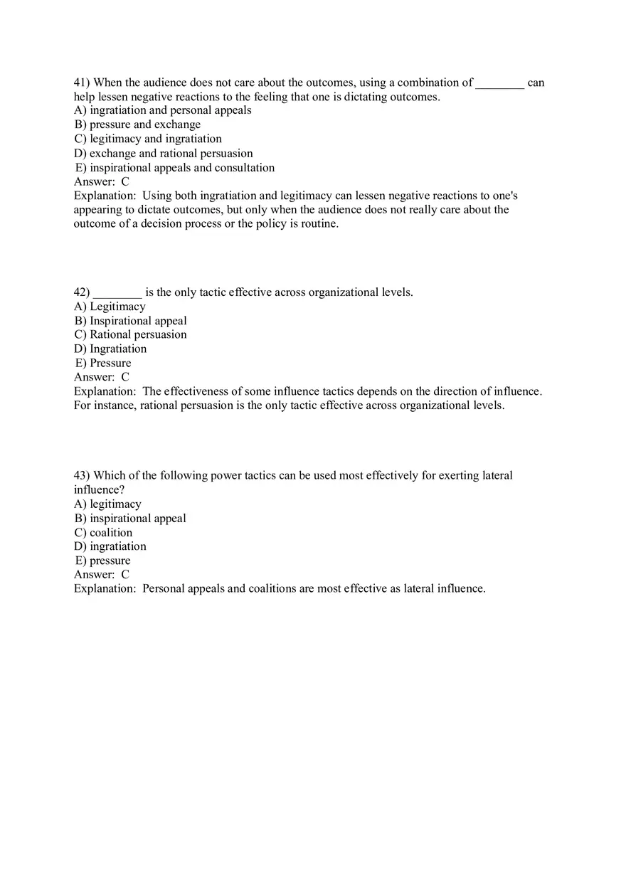 Organizational Behavior (Leadership) Answer Key Part 5 - Page 9