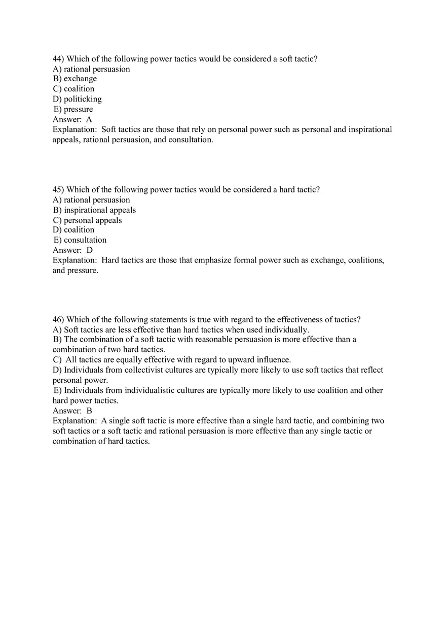 Organizational Behavior (Leadership) Answer Key Part 5 - Page 10