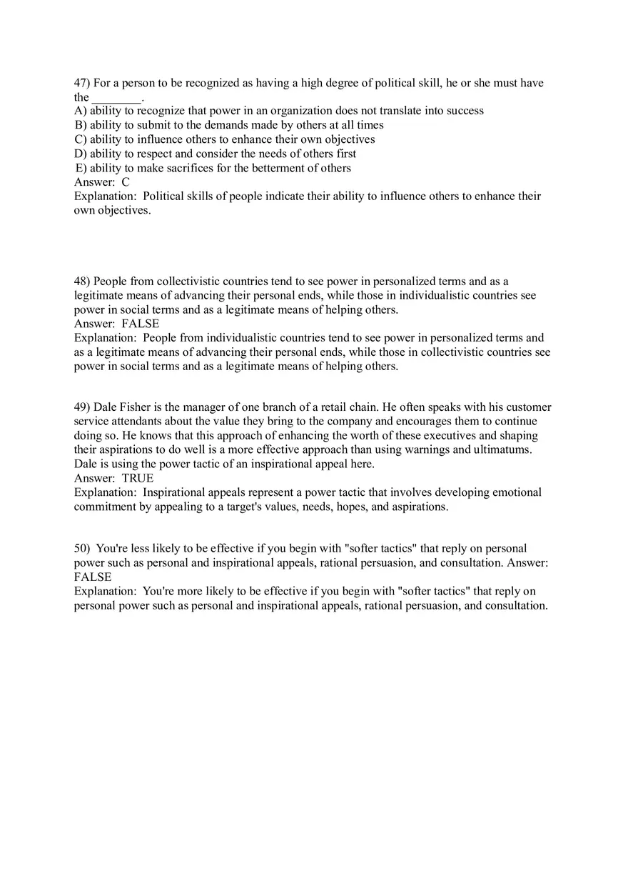 Organizational Behavior (Leadership) Answer Key Part 5 - Page 11