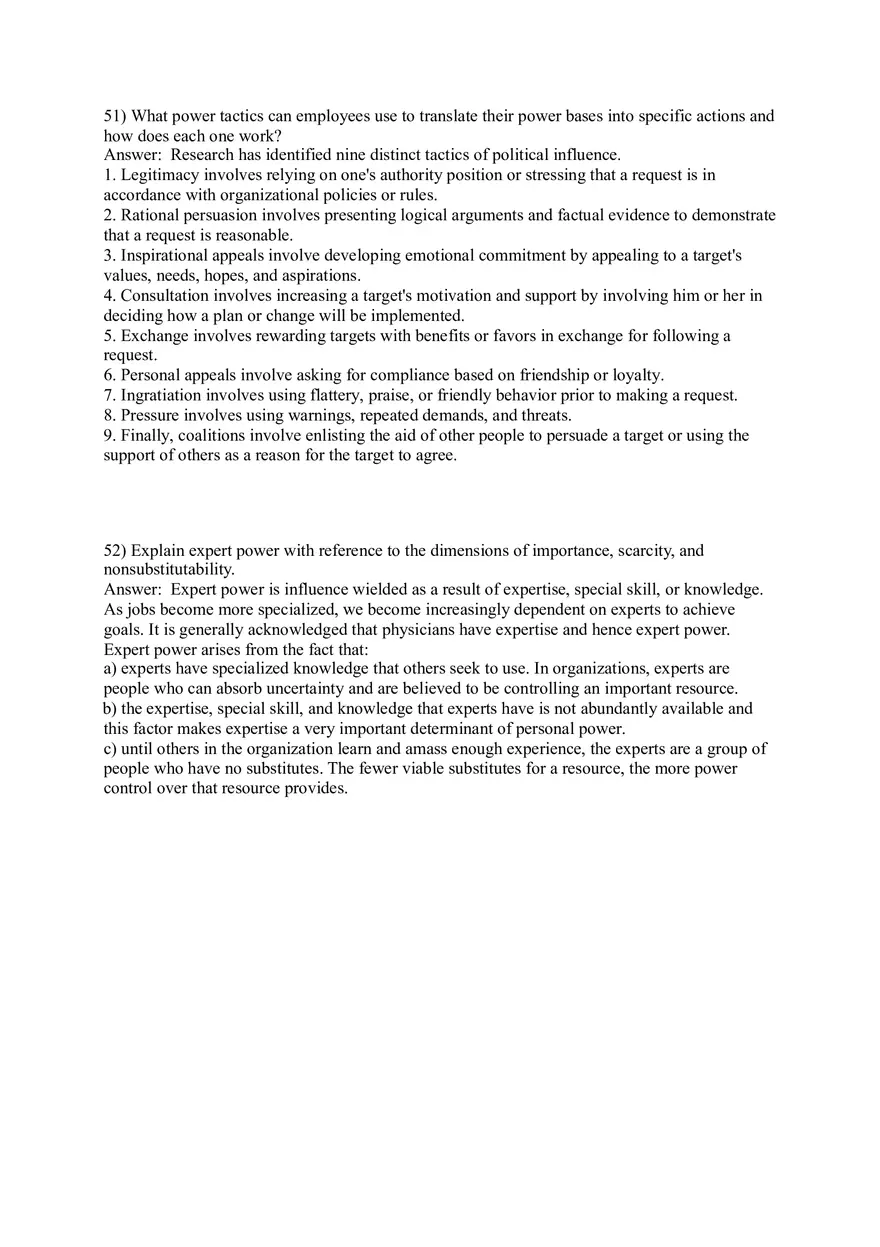 Organizational Behavior (Leadership) Answer Key Part 5 - Page 12