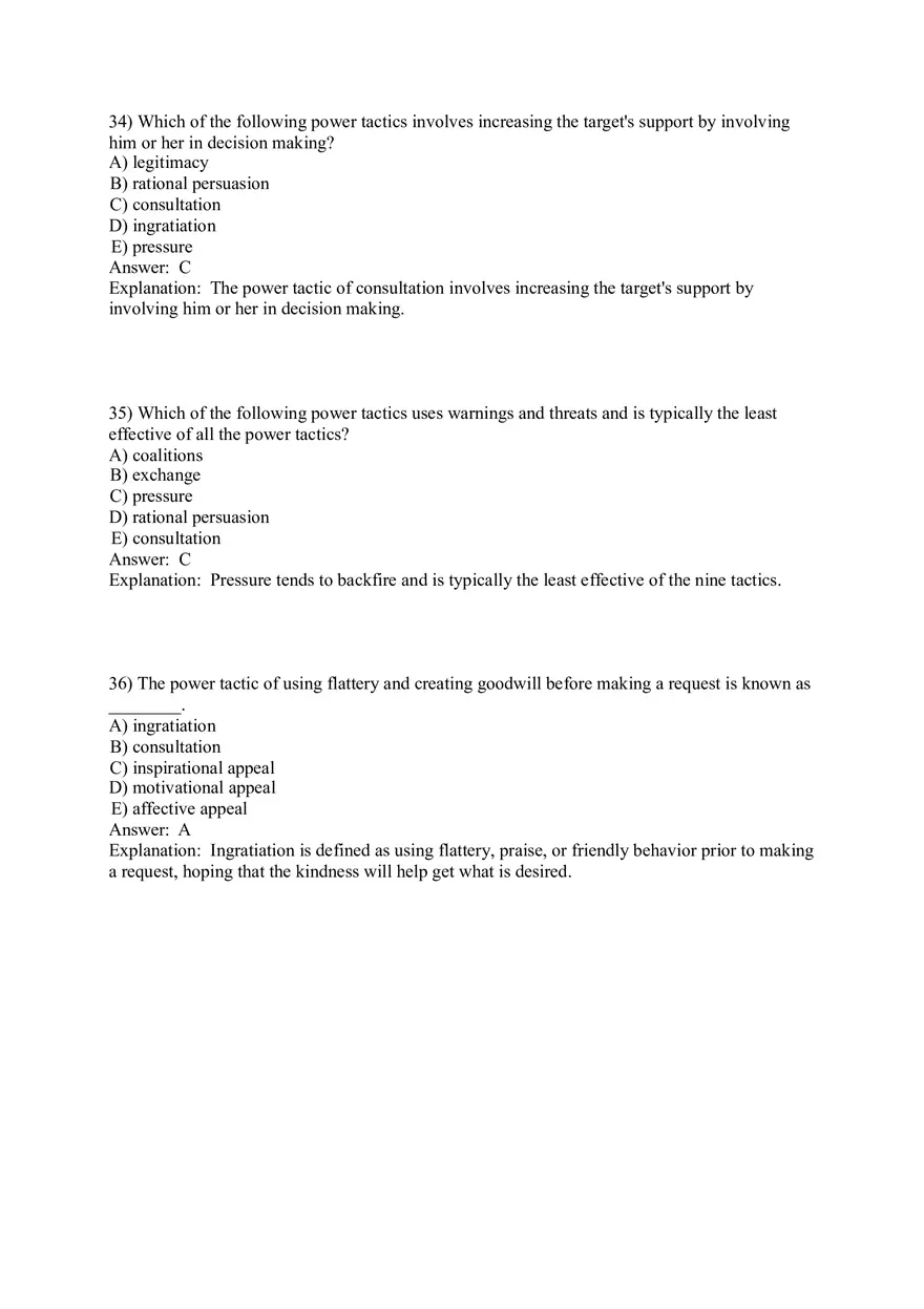 Organizational Behavior (Leadership) Answer Key Part 5 - Page 2