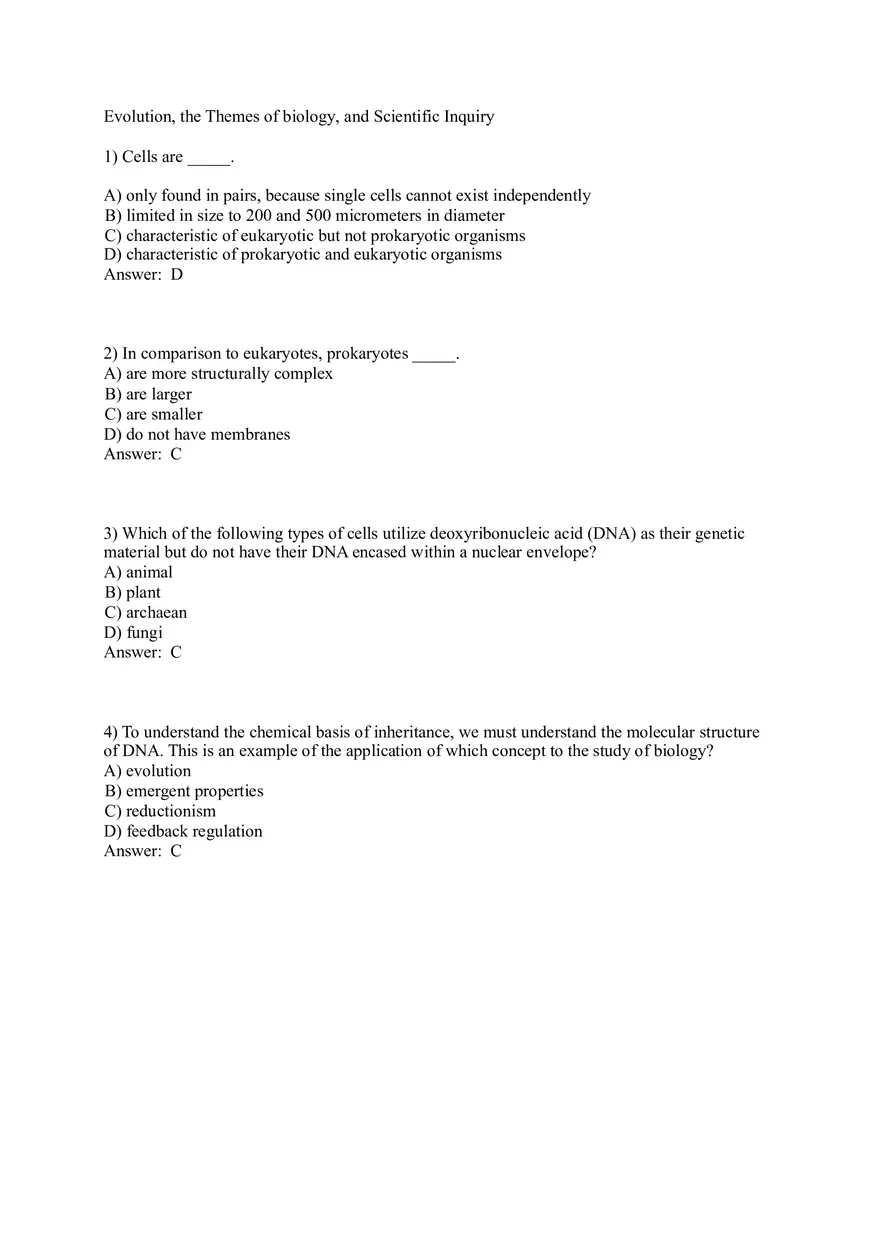Evolution the Themes of Biology and Scientific Inquiry - Page 1