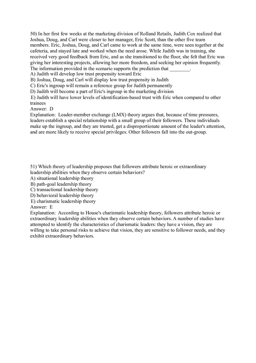 Organizational Behavior (Leadership) Answer Key Part 3 - Page 2