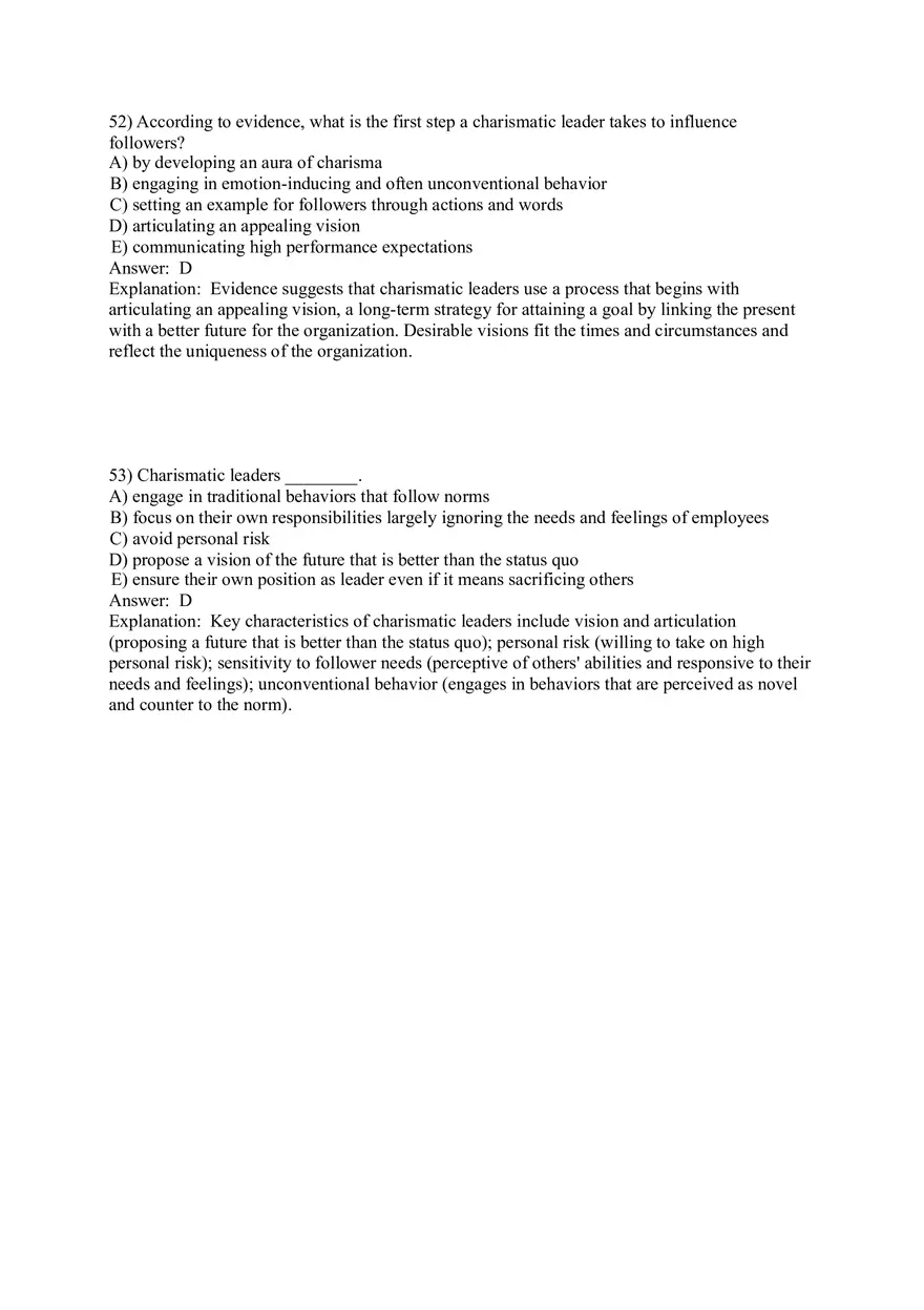 Organizational Behavior (Leadership) Answer Key Part 3 - Page 3