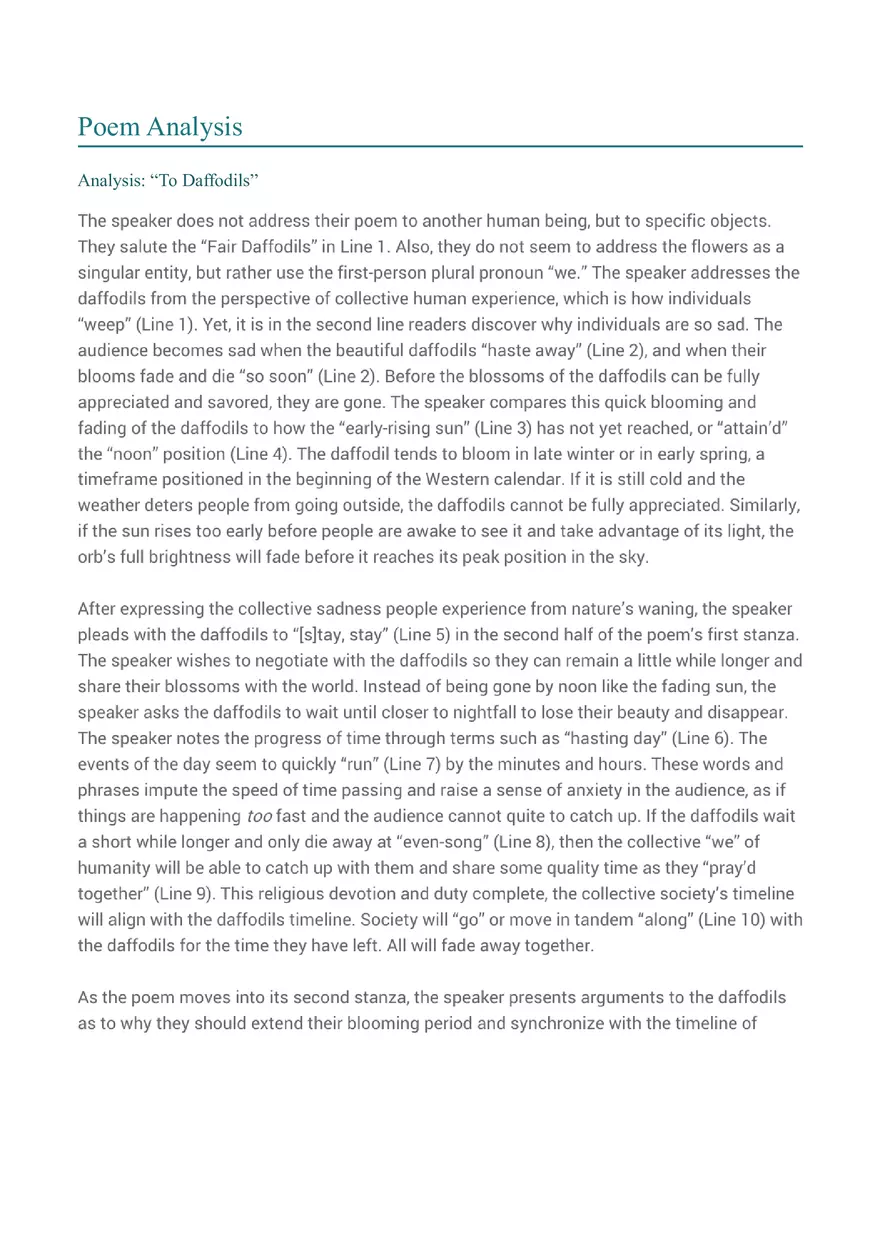 Analysis of Daffodils by William Wordsworth - Page 9