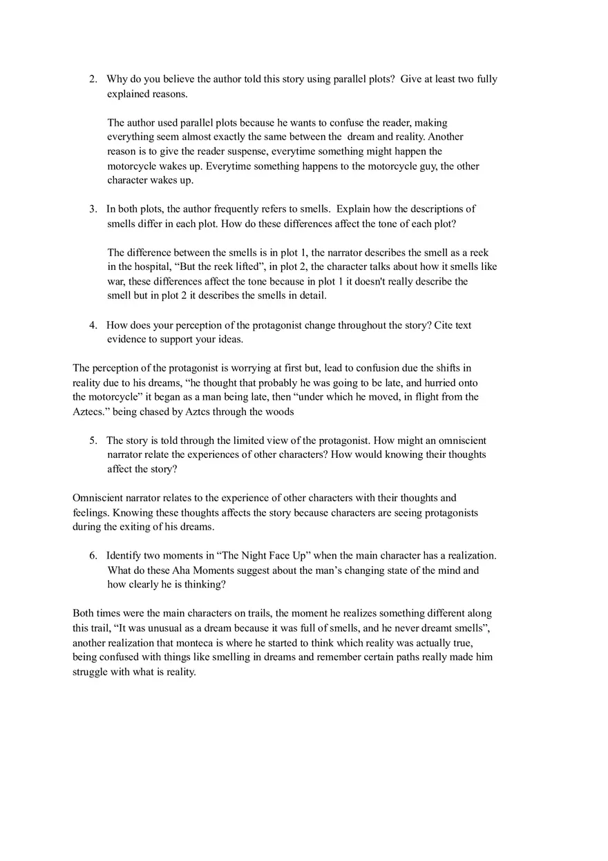The Night Face Up - Analyze the Text - Page 2