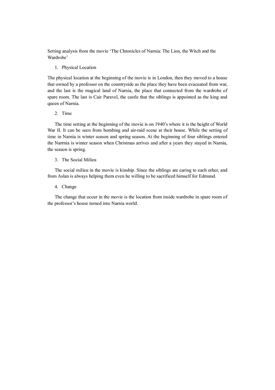 Character and Setting Analysis The Chronicles of Narnia - Page 2