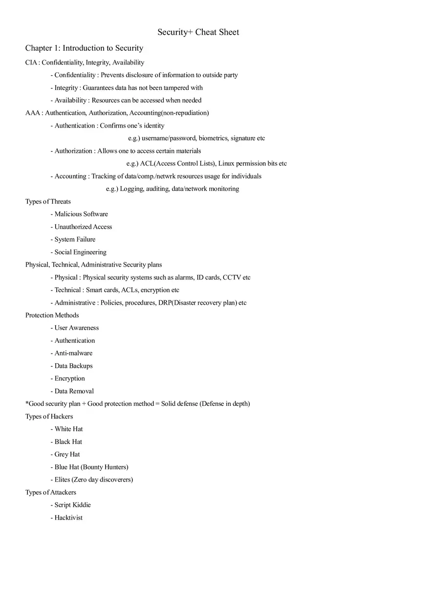 Security+ Study Guide Part 1 - Page 1