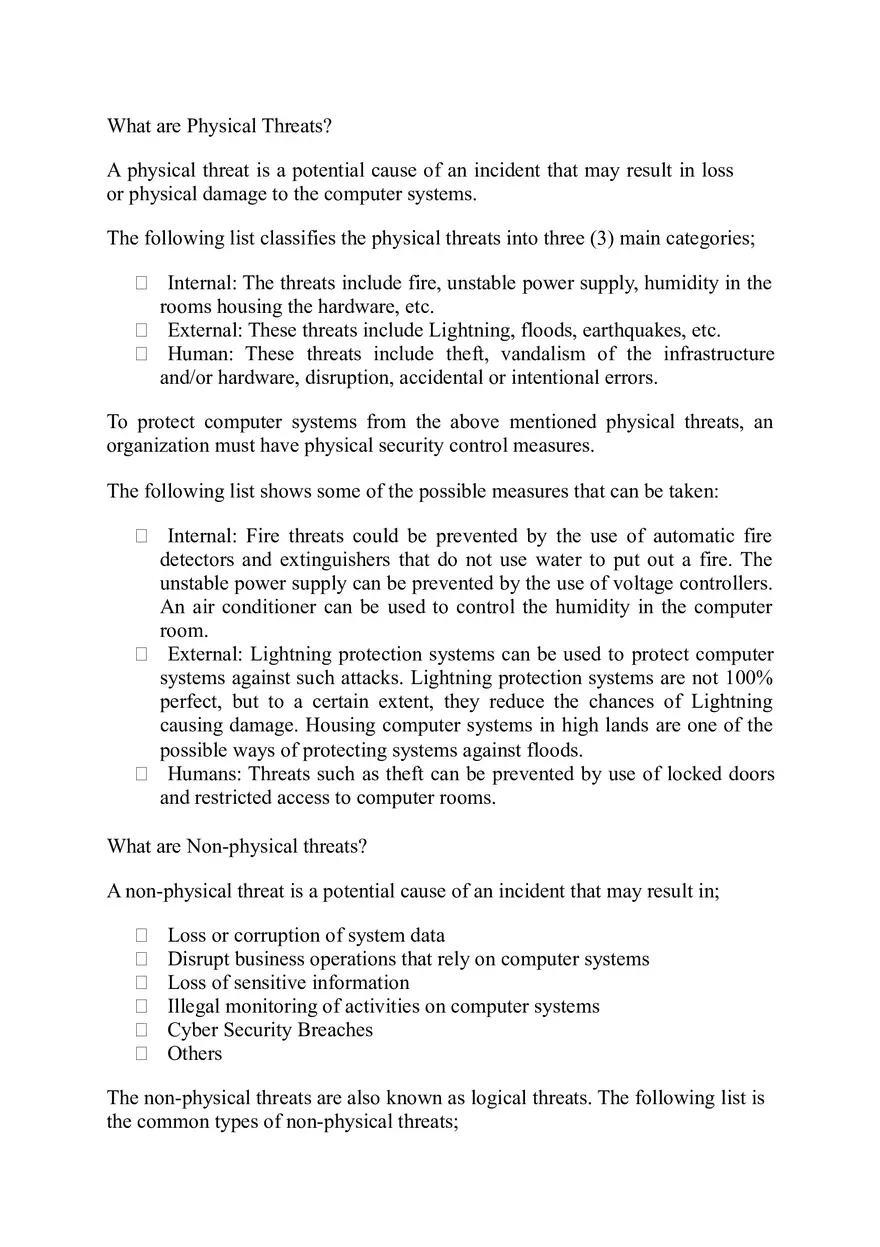 Potential Security Threats to Computer Systems - Page 2