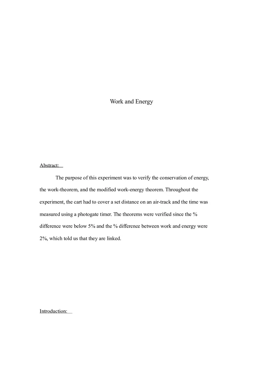 Work and Energy Lab Report 5 - Page 1