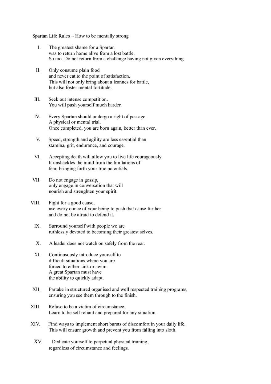 Spartan Life Rules - Page 1