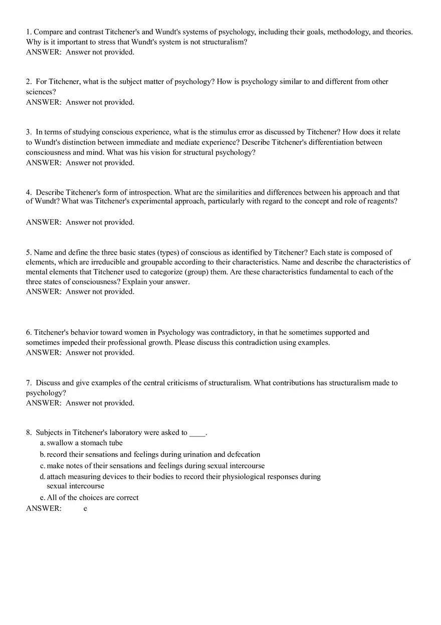 Structuralism Quiz 1-51 Answer Key - Page 1