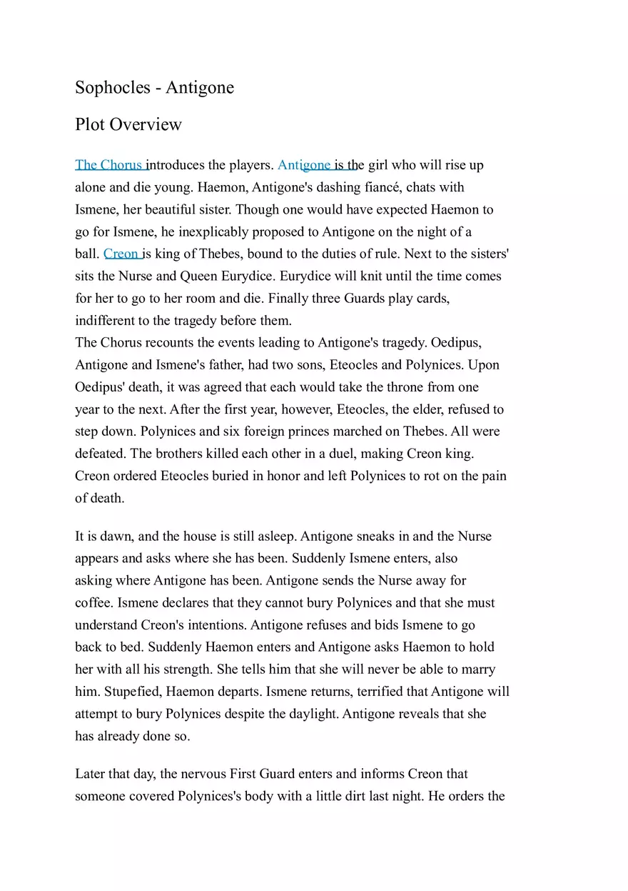 Sophocles - Antigone Overview - Page 1