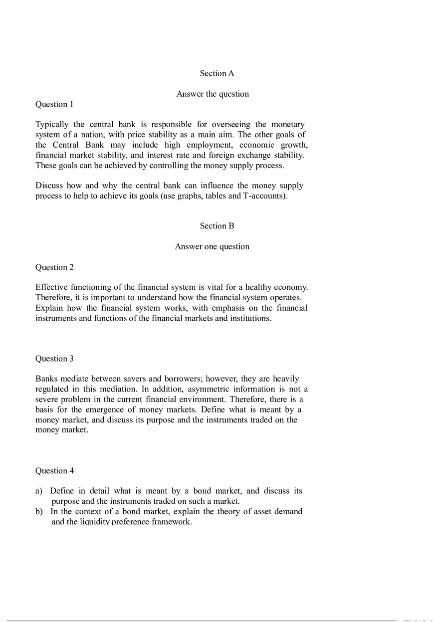 Money and Banking Exam Answers - Page 1