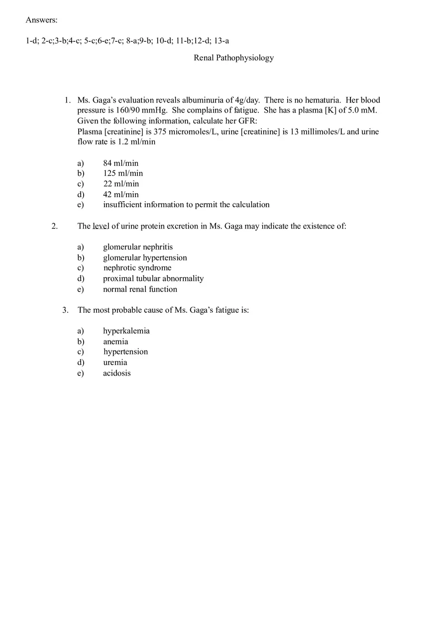 Renal Pathophysiology - Page 1