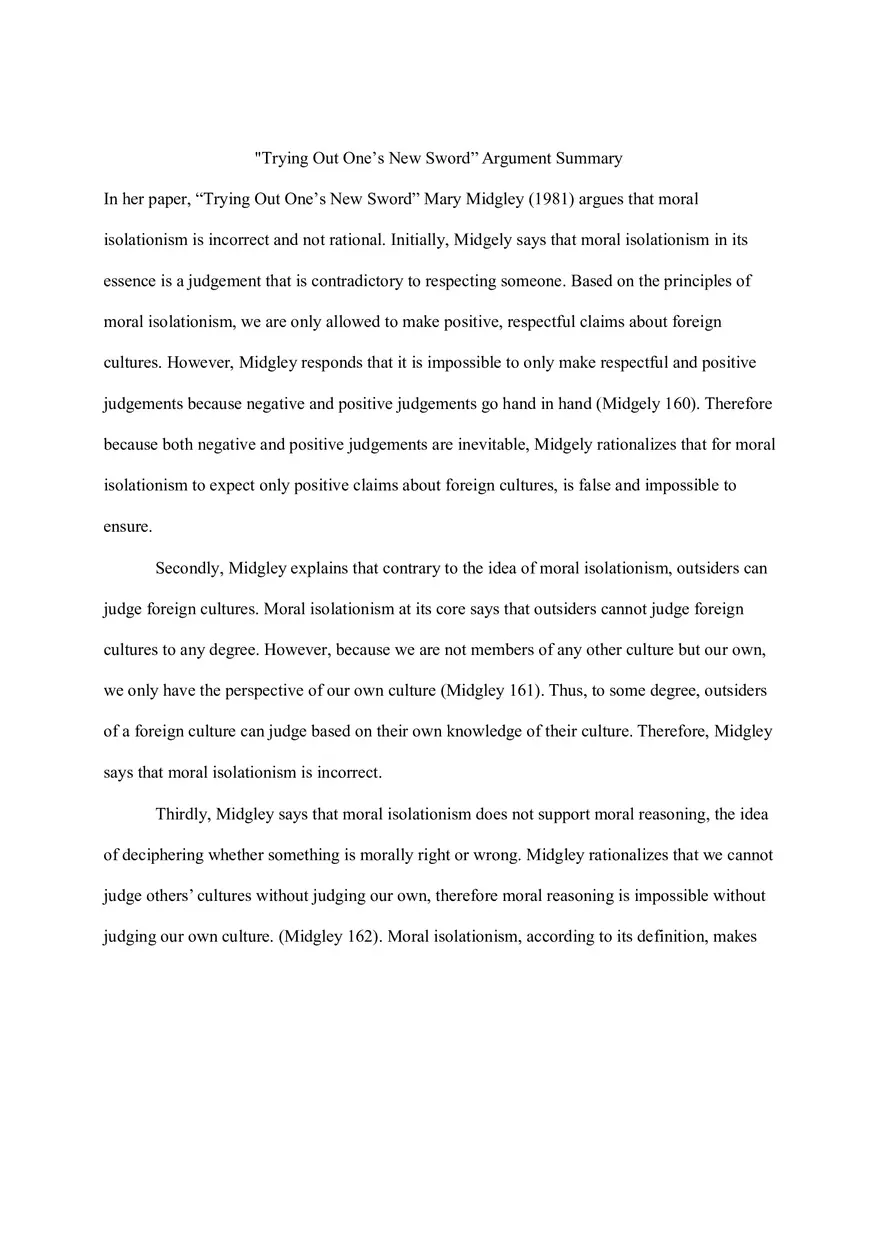 Trying Out One’s New Sword Argument Summary - Page 1