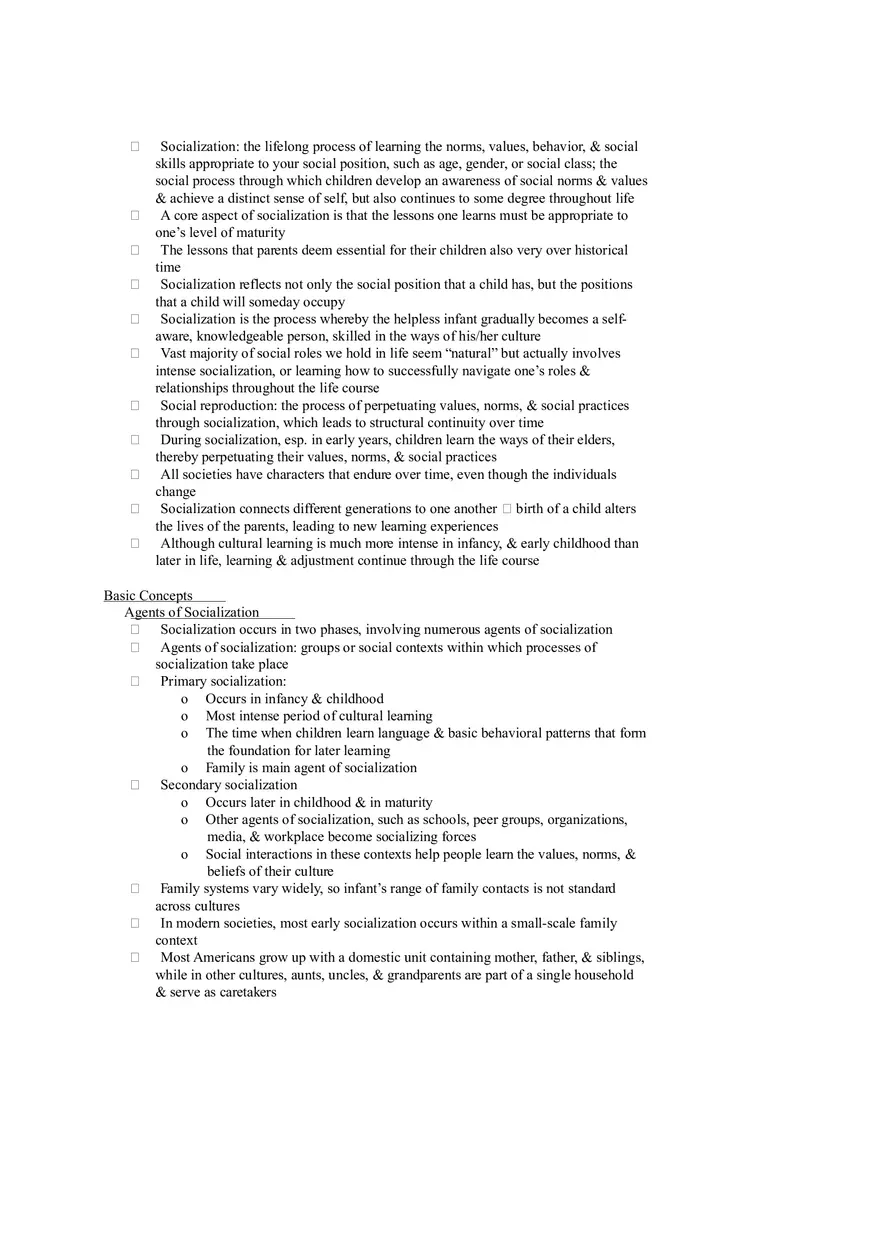 Socialization Study Guide - Page 1