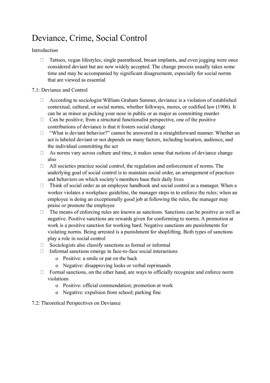 Deviance, Crime, Social Control - Page 1